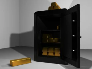 metal safe with gold bars 3D Model