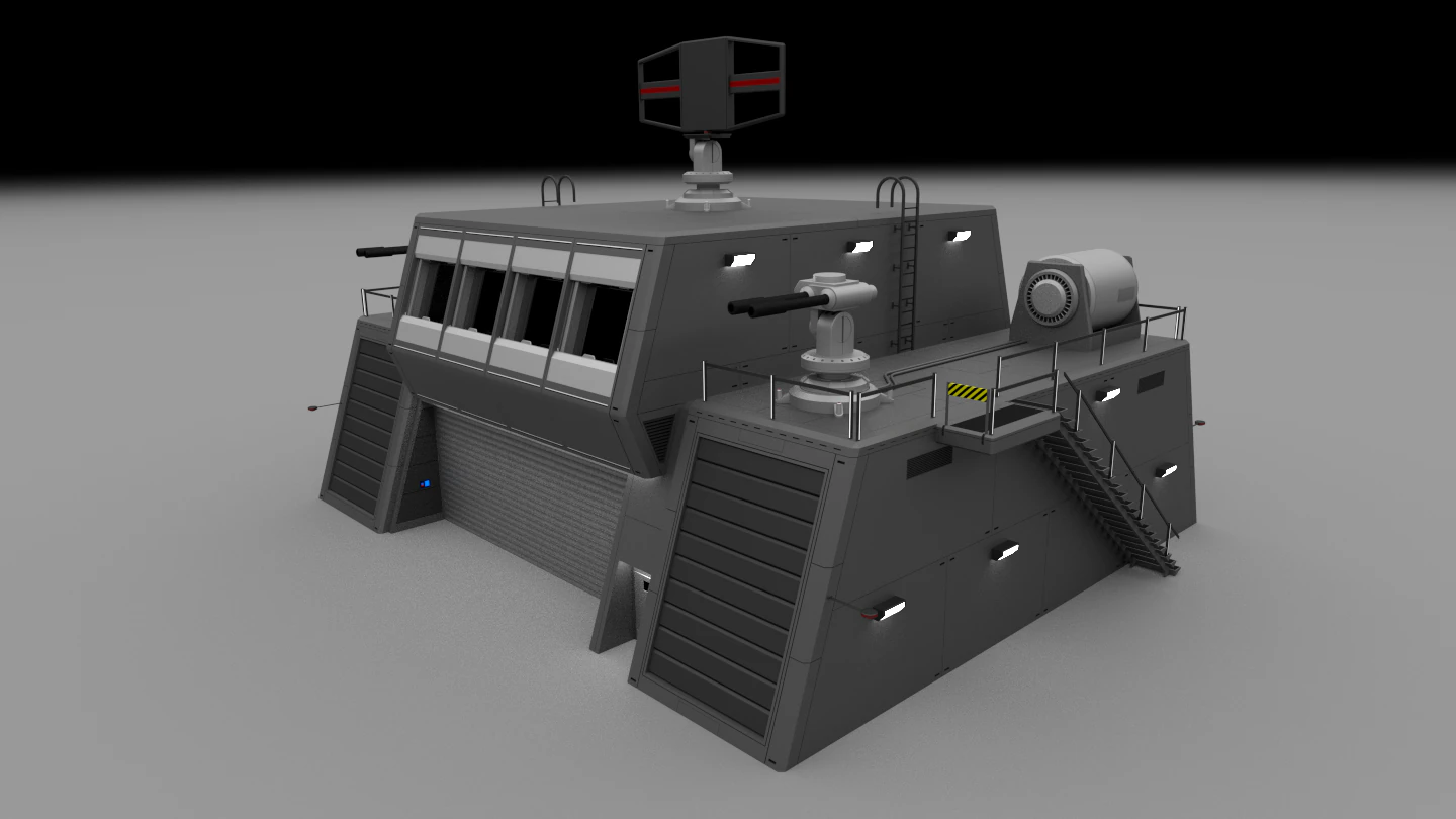 futuristic military command bunker 3D Model .c4d .max .obj .3ds .fbx .stl .blend