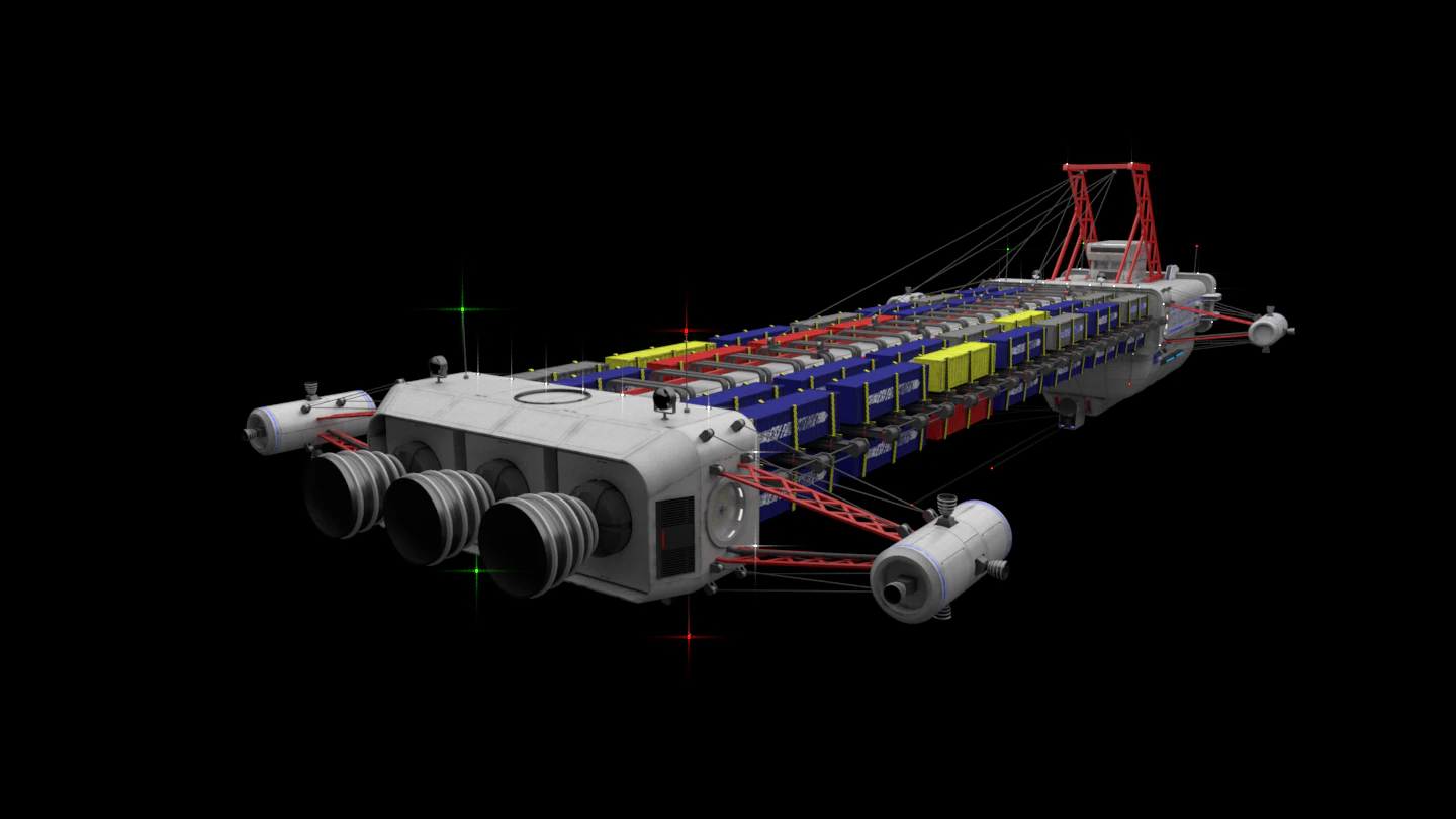 heavy scifi cargo freighter 3D Model .c4d .max .obj .3ds .fbx .stl .blend