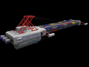 heavy scifi cargo freighter 3D Model