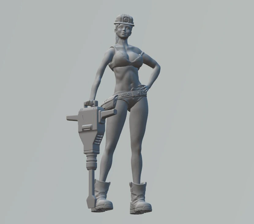 女性労働者 3Dプリントモデル .c4d .max .obj .3ds .fbx .stl .blend 