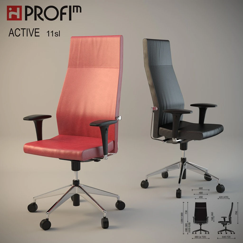 office chair profim active 11sl 3D Model .c4d .max .obj .3ds .fbx .stl .blend