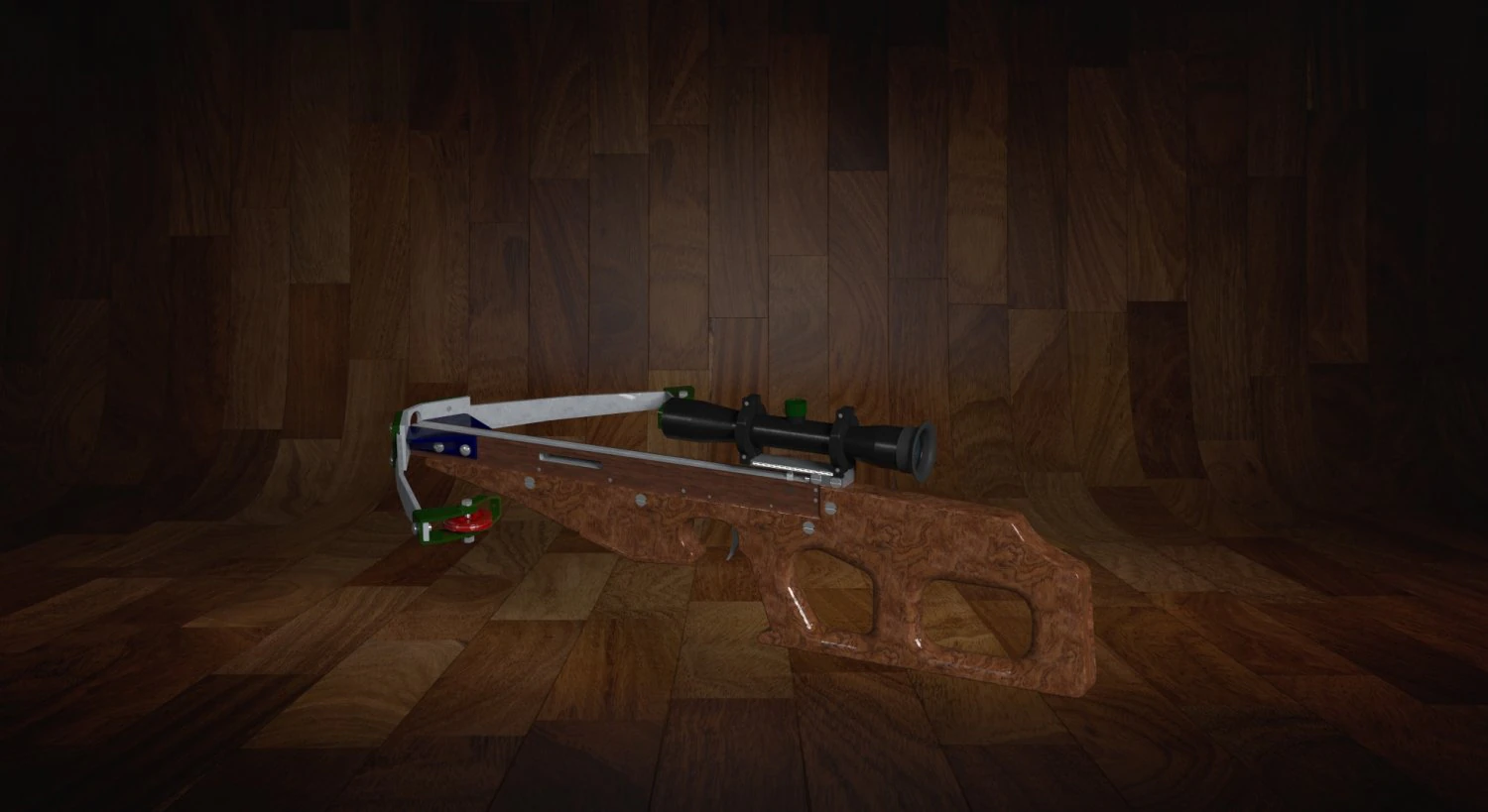 crossbow with a telescopic sight 3D Model .c4d .max .obj .3ds .fbx .stl .blend