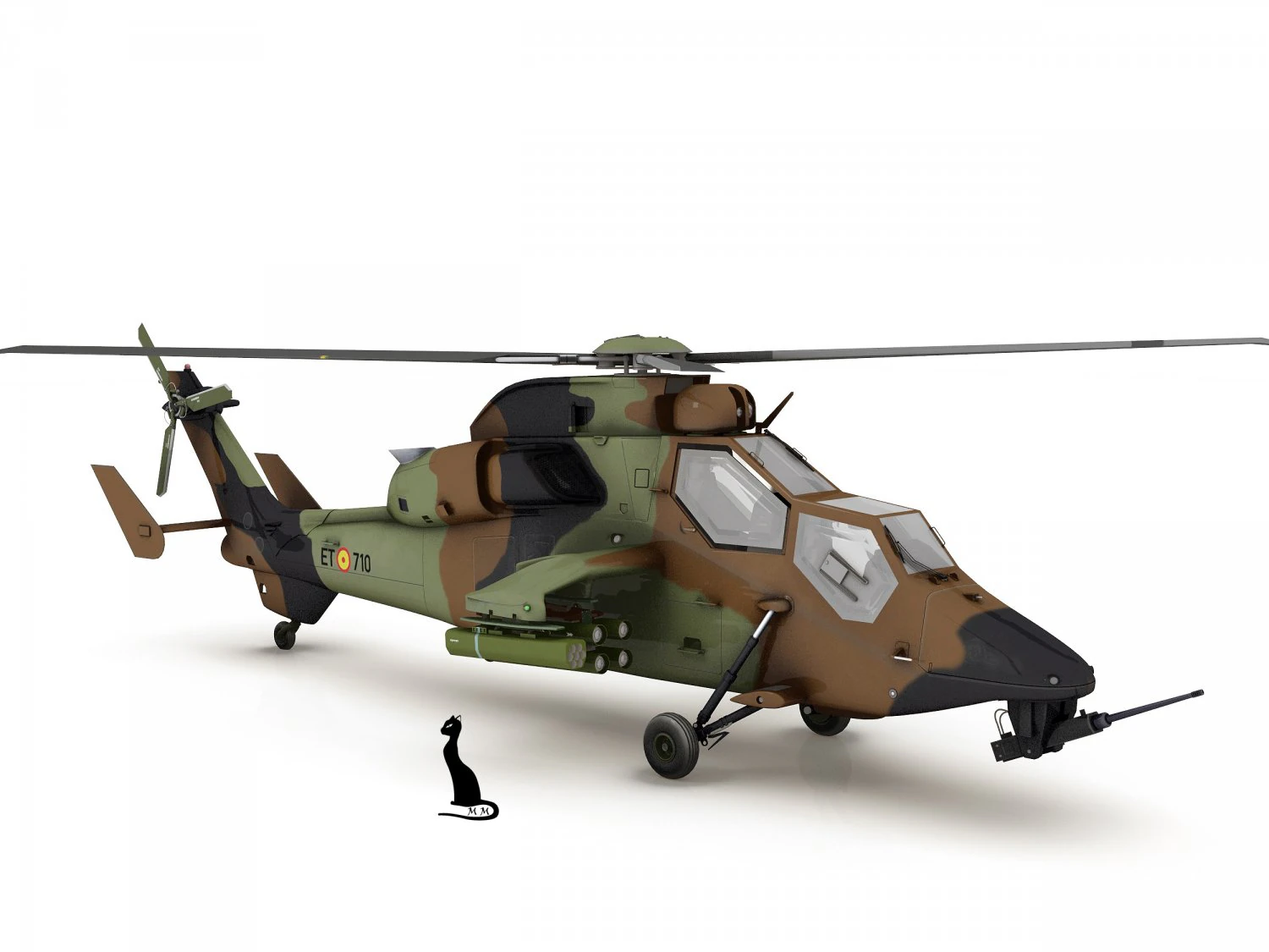 eurocopter tigre 3D Model .c4d .max .obj .3ds .fbx .stl .blend