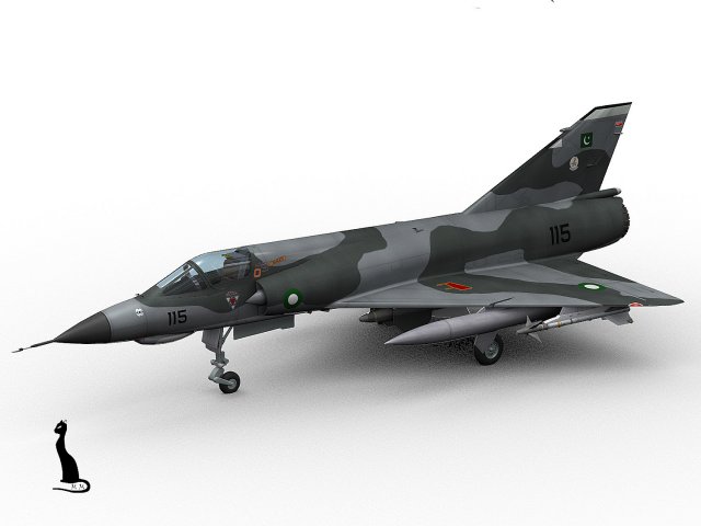 mirage iii e pakistan 3D Model .c4d .max .obj .3ds .fbx .stl .blend 