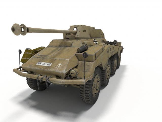 sd kfz 234-4 3D Модель .c4d .max .obj .3ds .fbx .stl .blend 