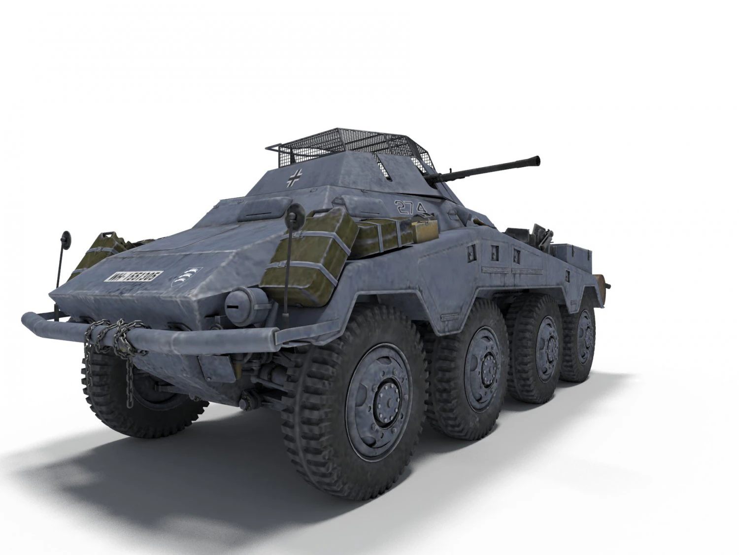 sd kfz 234-1 3D Model .c4d .max .obj .3ds .fbx .stl .blend 