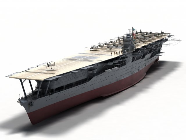 akagi iiww carrier 3Dモデル .c4d .max .obj .3ds .fbx .stl .blend 