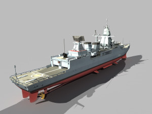 Hamburg f-124 sachsen class frigate 3D मॉडल