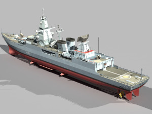 Hamburg f-124 sachsen class frigate 3D मॉडल