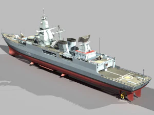 Hamburg f-124 sachsen class frigate 3D Model