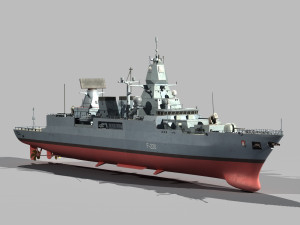 Hamburg f-124 sachsen class frigate 3D मॉडल