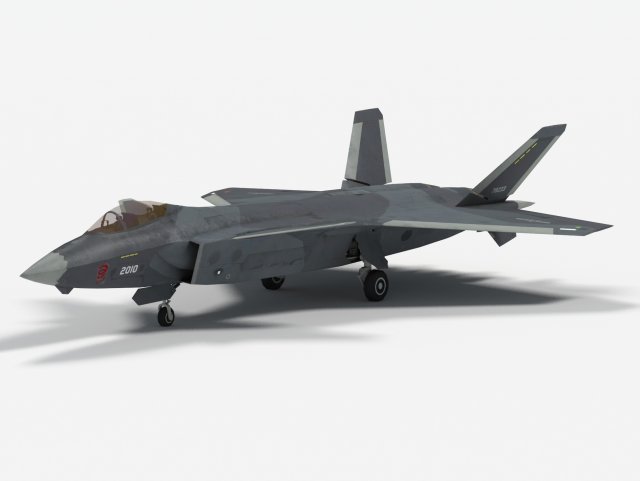 Chengdu J-20 S Mighty Dragon 3D Model .c4d .max .obj .3ds .fbx .lwo .lw .lws