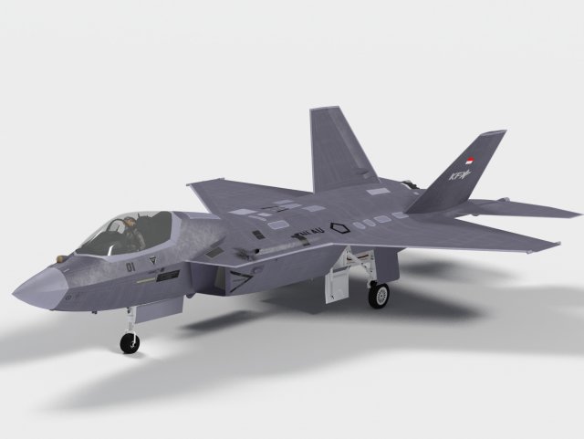 KAI KF-21 Boramae Indonesian version 3D Model .c4d .max .obj .3ds .fbx .lwo .lw .lws