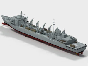 USS Seattle AOE-3 Sacramento class support ship 3D Model