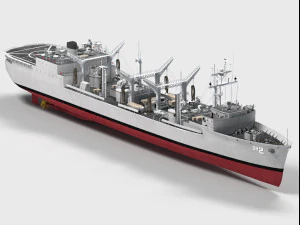 Okręt klasy USS Milwaukee AOR-2 Wichita Model 3D
