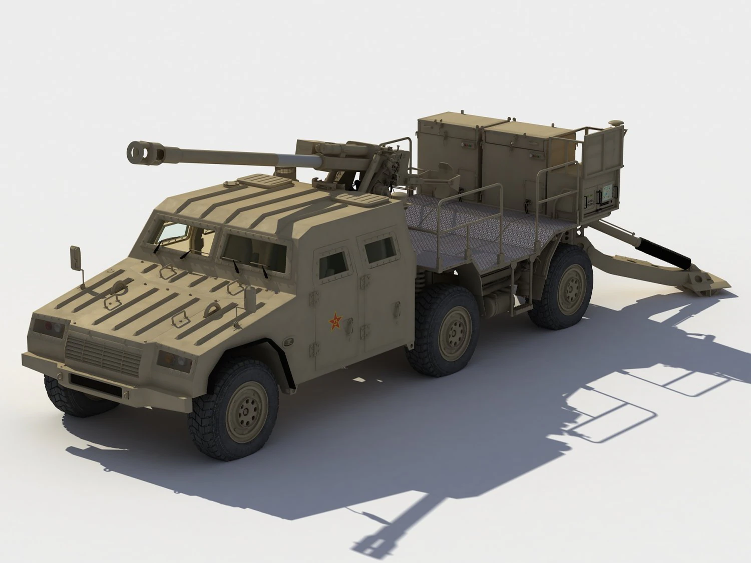 Norinco SH5 Wheeled self-propelled howitzer 105mm 3D Model .c4d .max .obj .3ds .fbx .stl .blend 