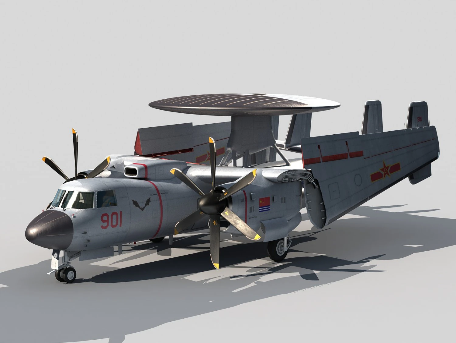 Xian KJ-600 AEW 3D Model .c4d .max .obj .3ds .fbx .stl .blend