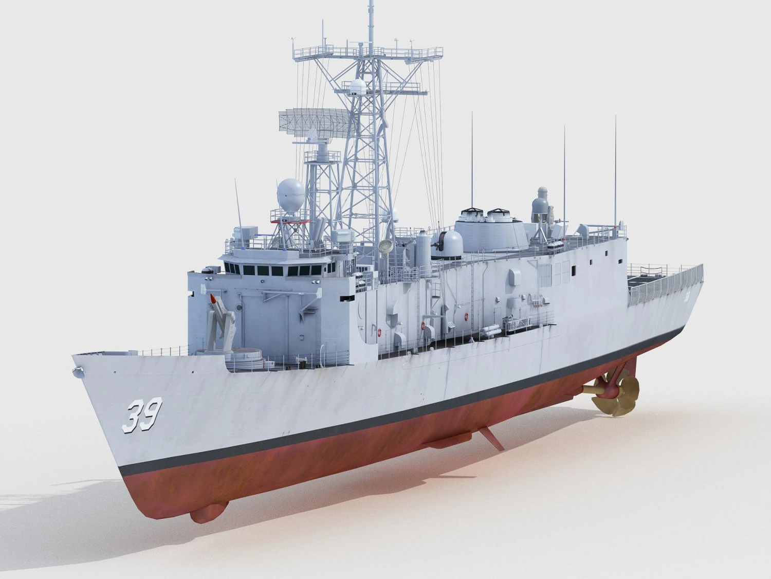 USS Doyle FFG-39 Oliver Hazard Perry Long Hull class 3D Model .c4d .max .obj .3ds .fbx .stl .blend 