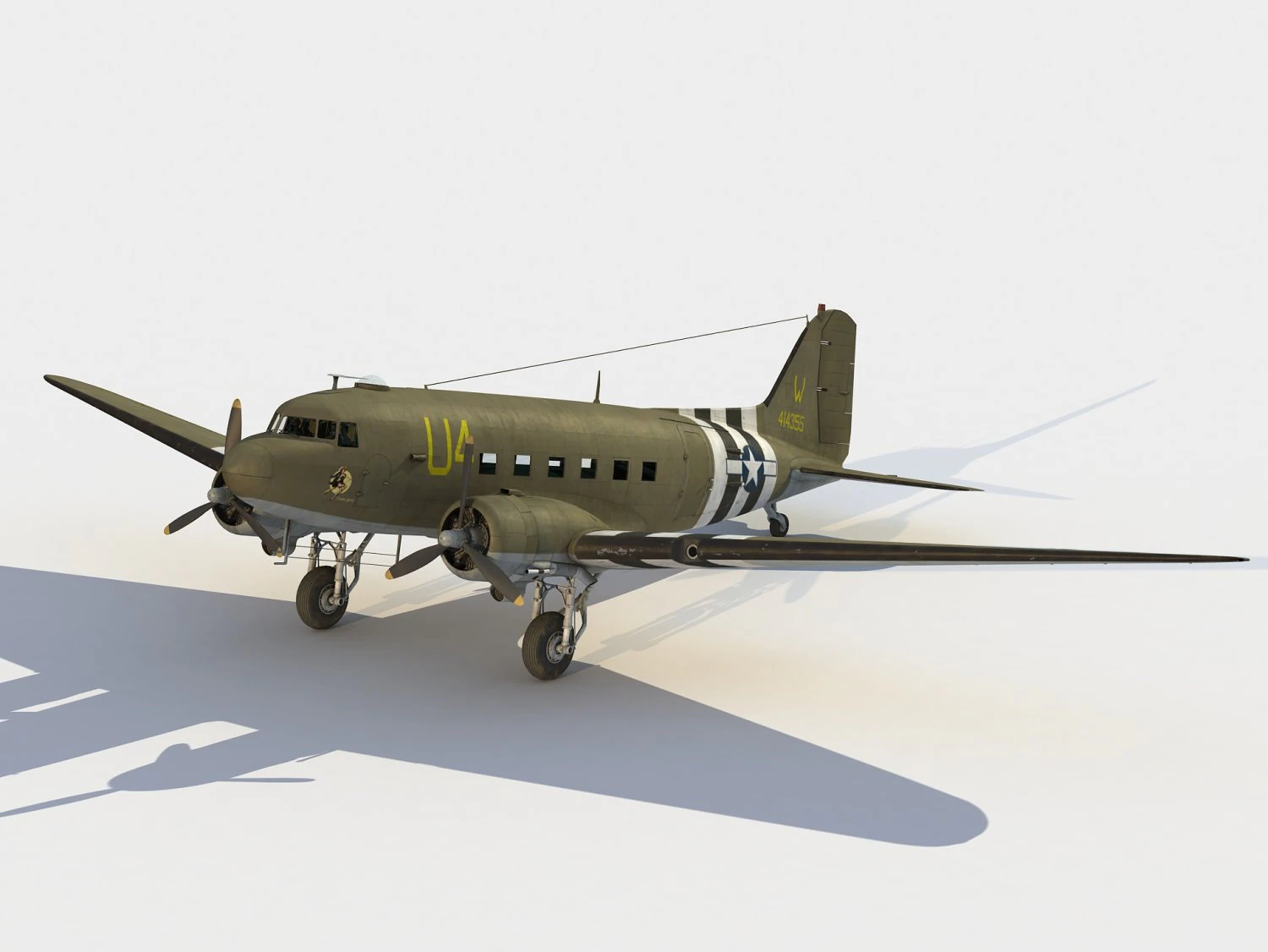 Douglas C-47 Skytrain-Dakota 3D Model .c4d .max .obj .3ds .fbx .stl .blend