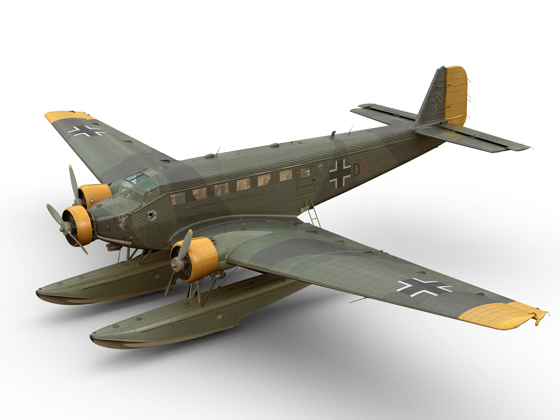 Junkers Ju-52 Floats version 3D Model .c4d .max .obj .3ds .fbx .stl .blend 