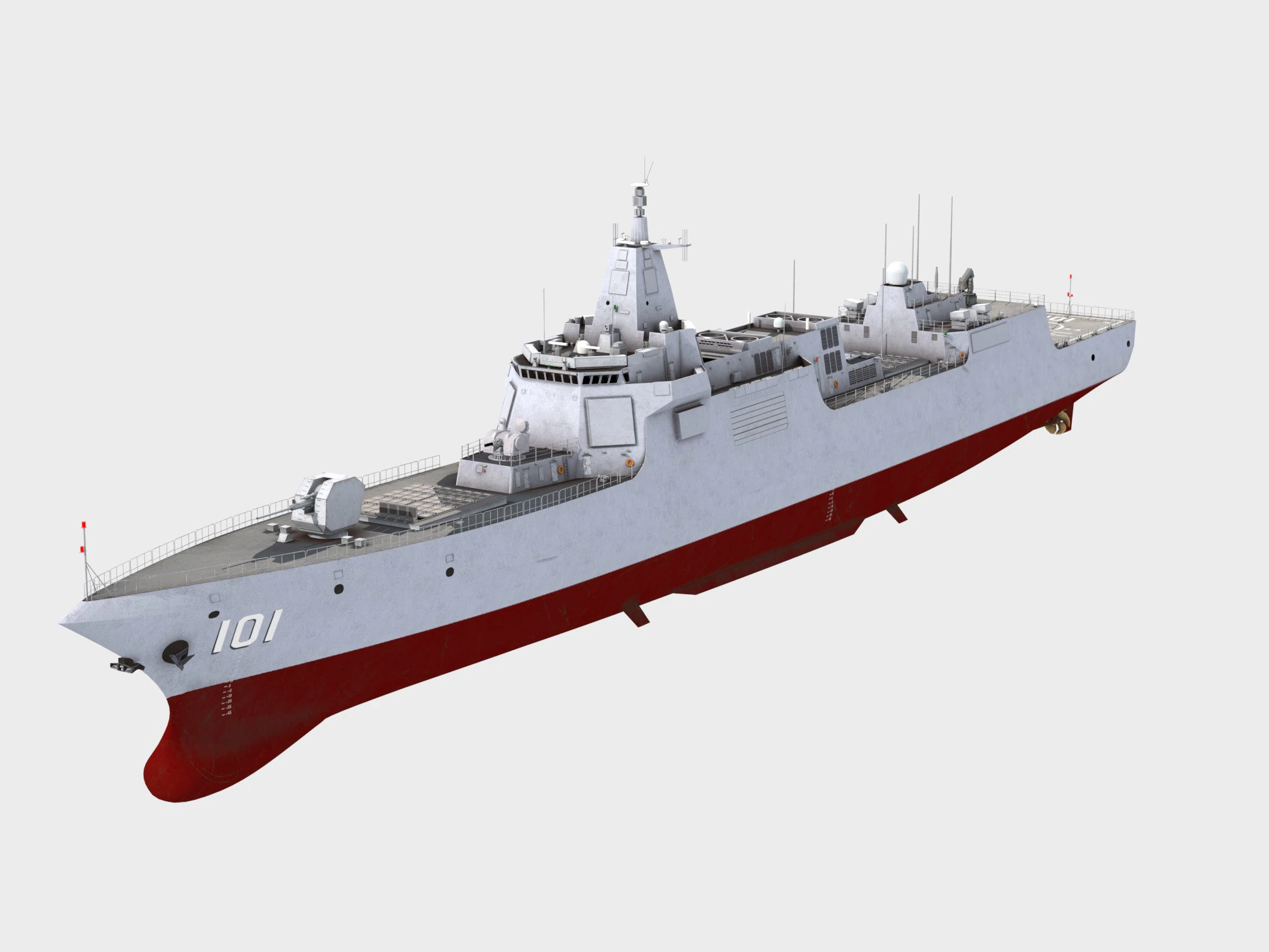 Nanchang 101 Type 055 Renhai Class Destroyer 3D Model .c4d .max .obj .3ds .fbx .stl .blend 