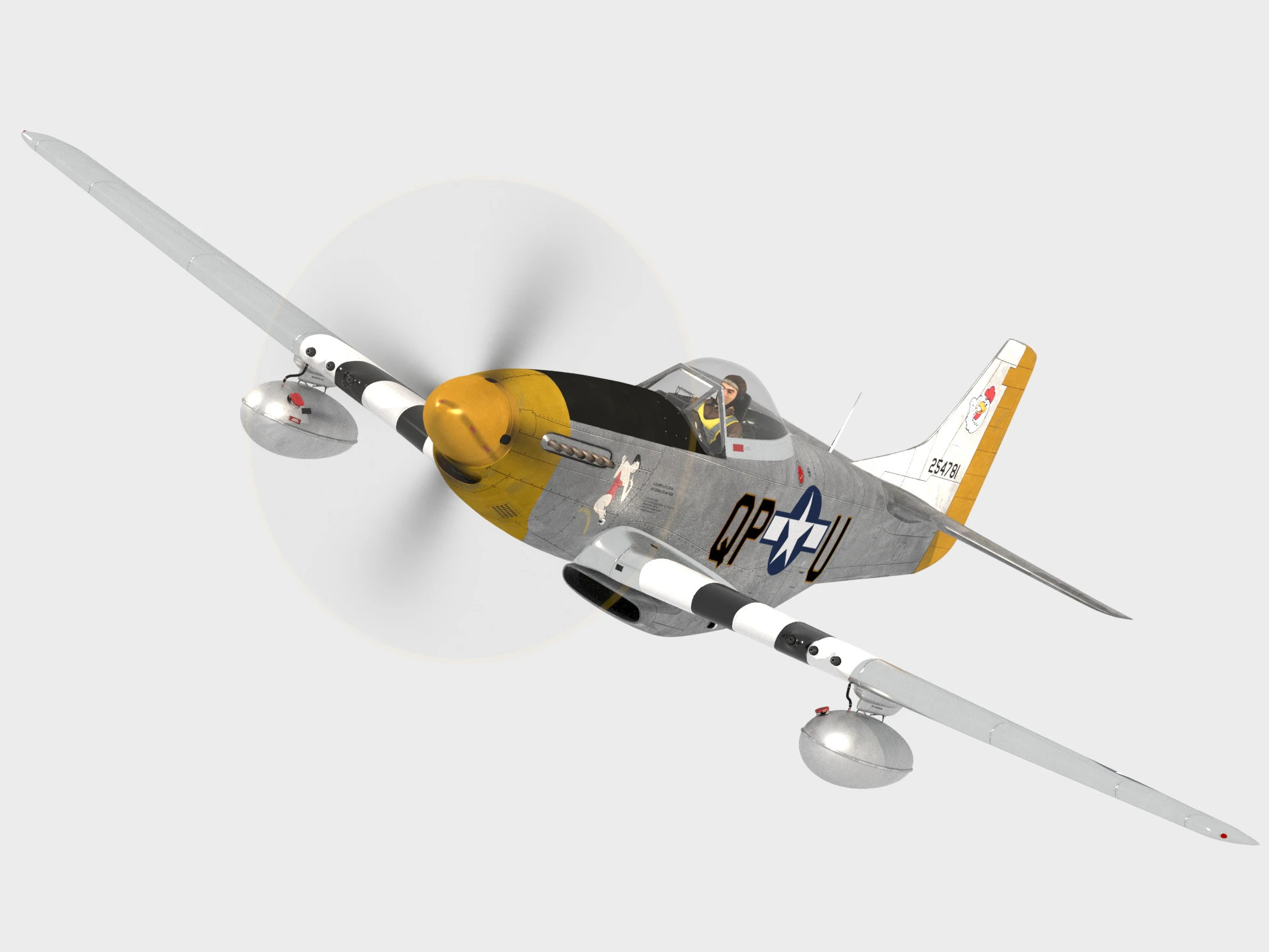 P-51 Mustang nordamericano Modello 3D .c4d .max .obj .3ds .fbx .stl .blend