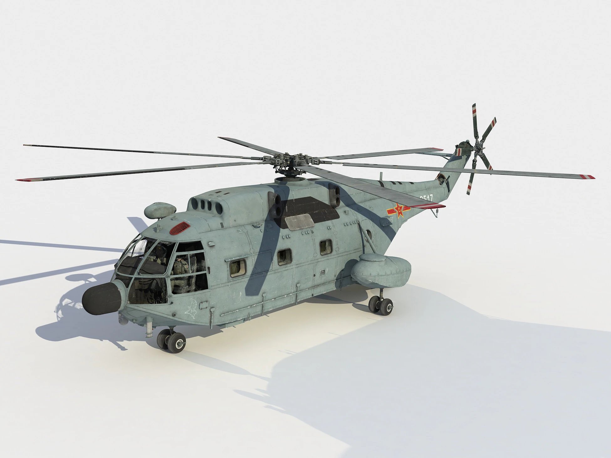 Changhe Z-8 J Helicopter 3D Model .c4d .max .obj .3ds .fbx .stl .blend 