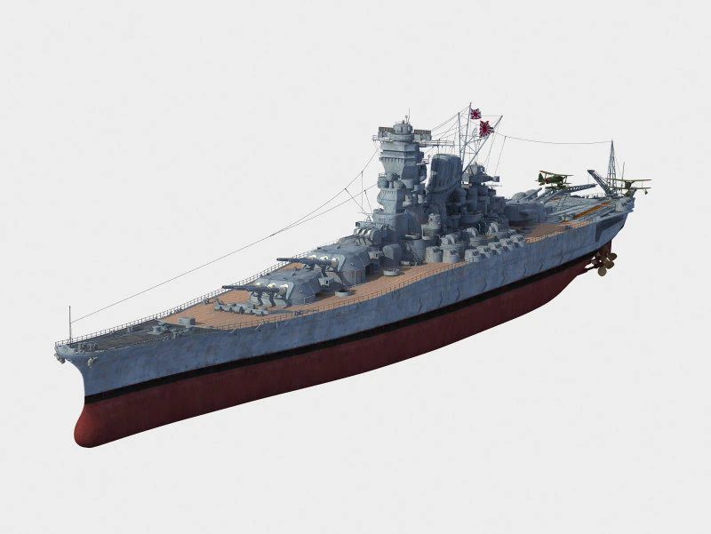 야마토 전함 3D 모델 .c4d .max .obj .3ds .fbx .stl .blend