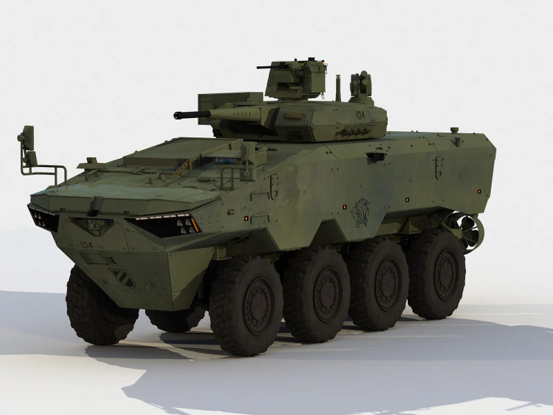 Hyundai Rotem N-WAV 8x8 Modelo 3D .c4d .max .obj .3ds .fbx .stl .blend 