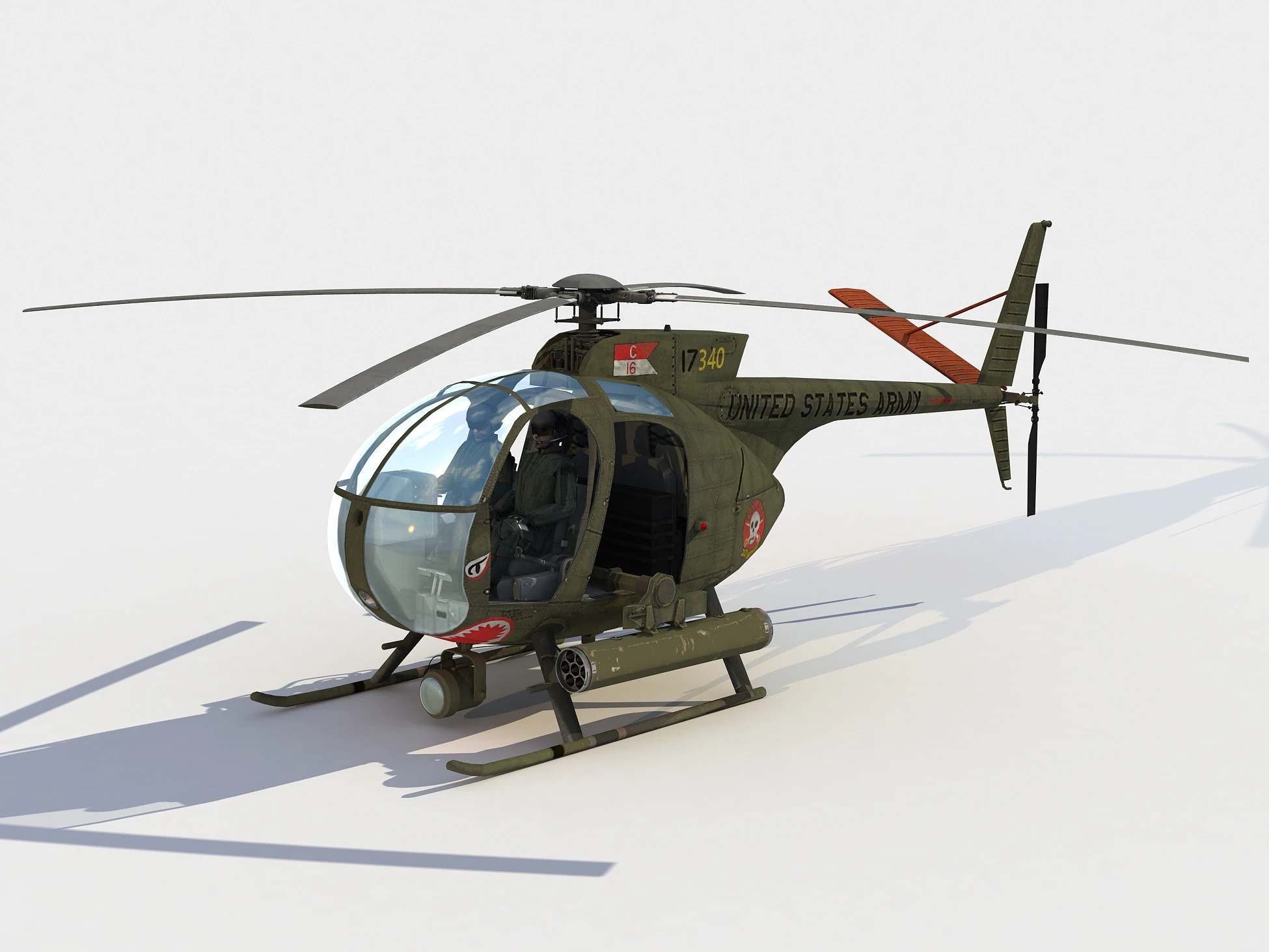 Hughes OH-6 Cayuse 3D Model .c4d .max .obj .3ds .fbx .stl .blend 
