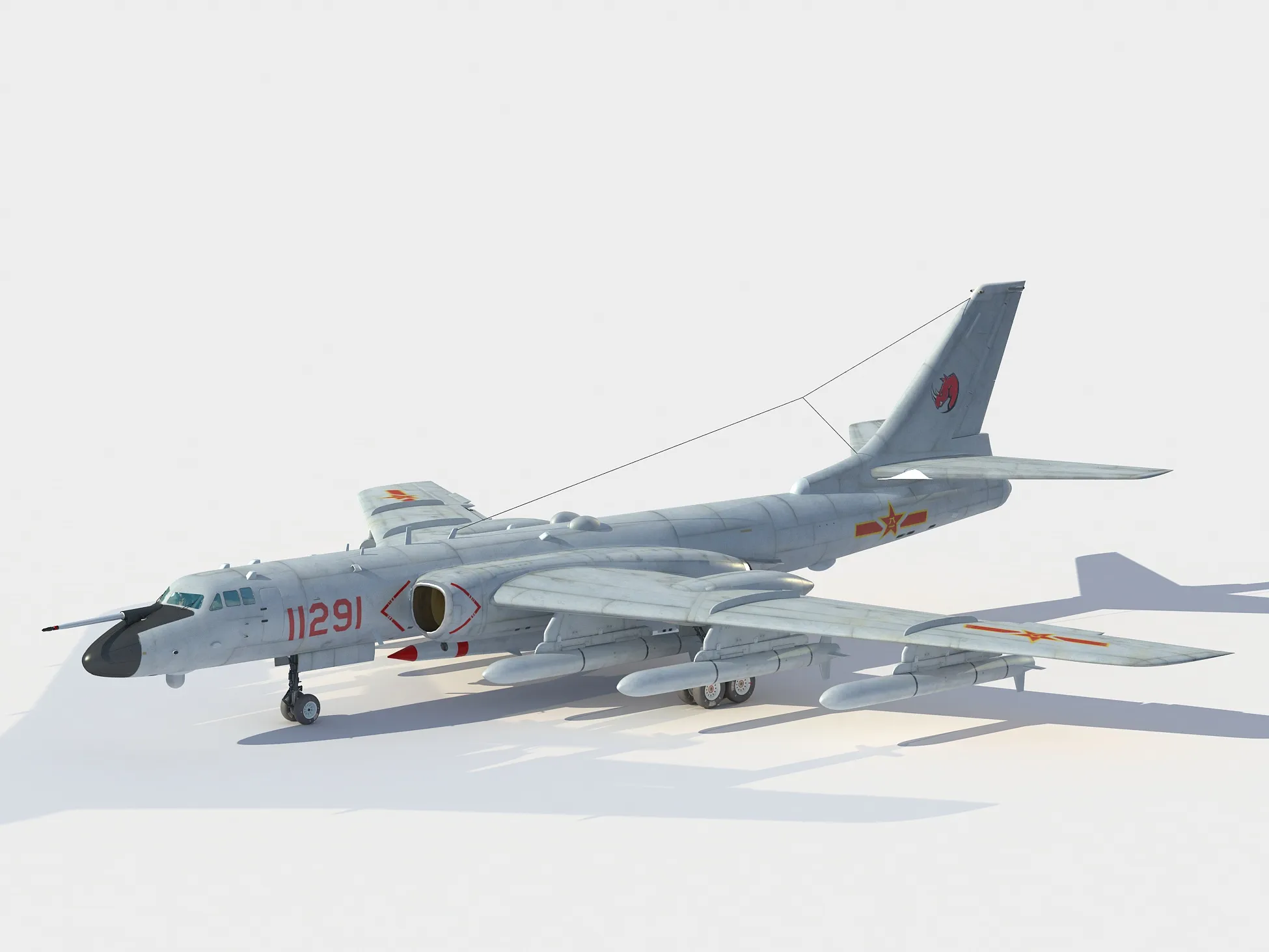Xiang H-6N Strategic Bomber 3D Model .c4d .max .obj .3ds .fbx .stl .blend 