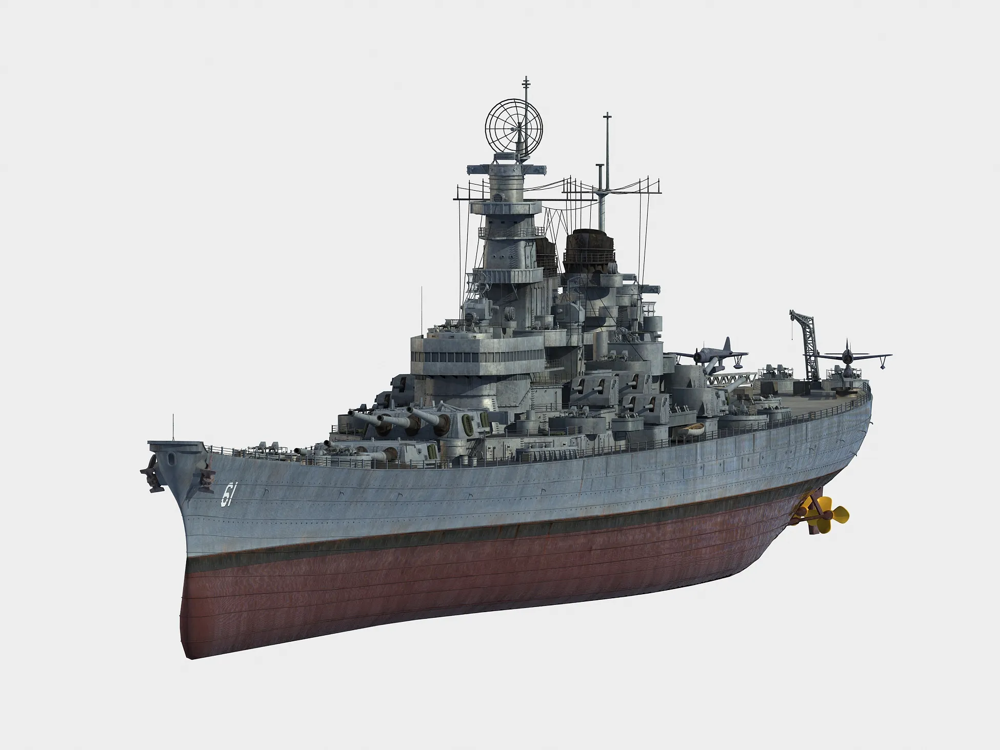 USS Iowa BB-61 BattleShip 3D Model .c4d .max .obj .3ds .fbx .stl .blend