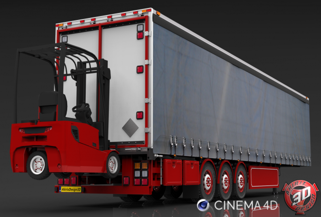curtain forklift carrier trailer Modelo 3D .c4d .max .obj .3ds .fbx .stl .blend 