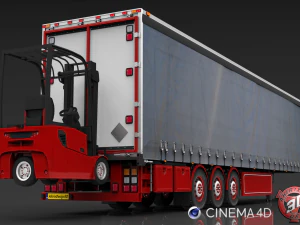 curtain forklift carrier trailer 3D Model