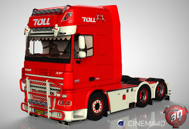 daf xf 105 6x2 Modèle 3D .c4d .max .obj .3ds .fbx .stl .blend 