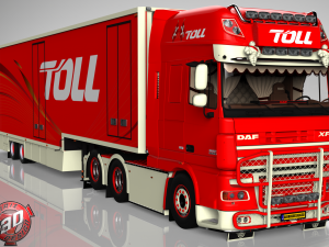 daf xf 105 6x2 2 axles flower trailer Modelo 3D