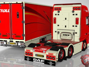 daf xf 105 6x2 2 axles flower trailer 3D Model