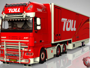daf xf 105 6x2 2 axles flower trailer 3D Model