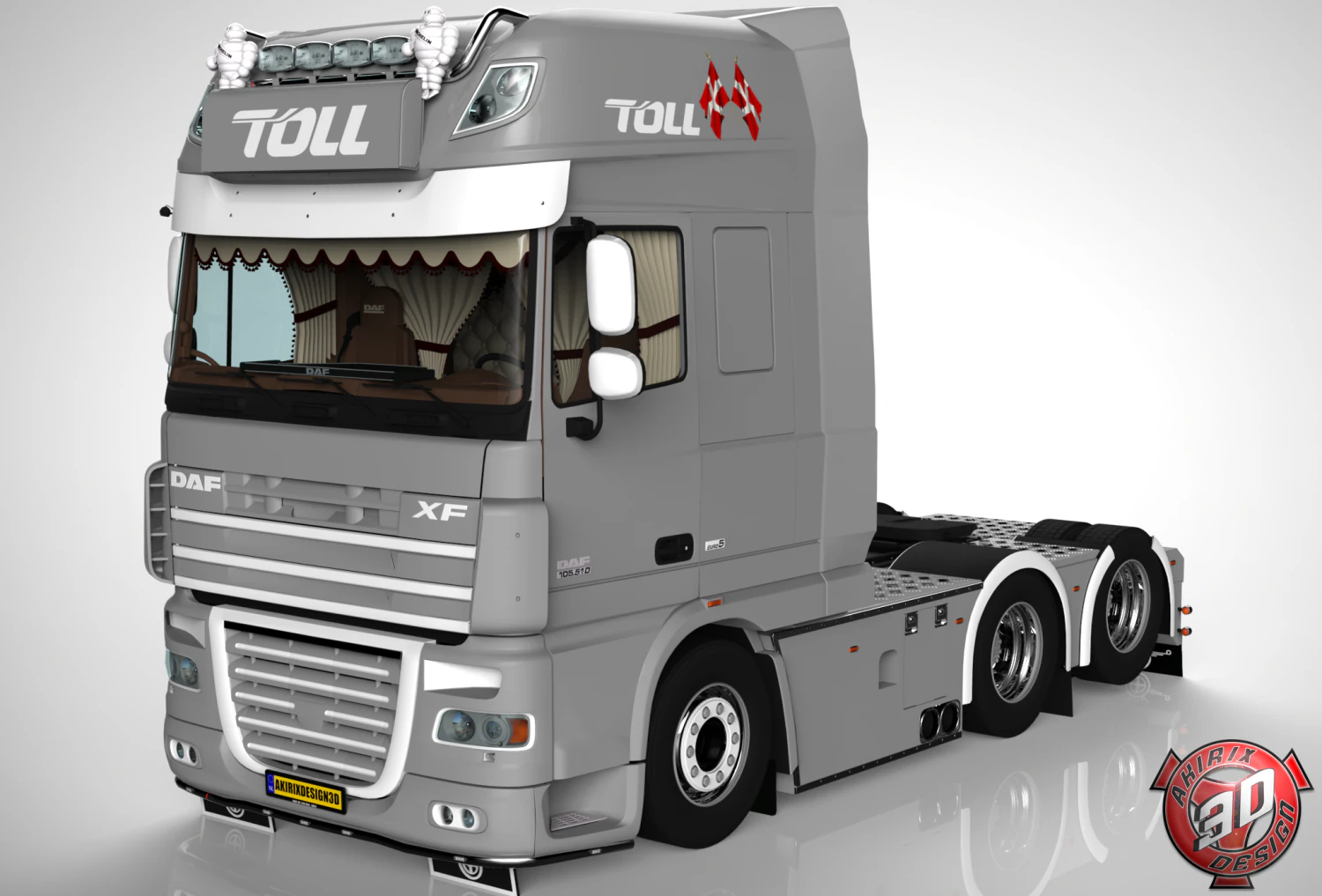 daf xf 105 6x2 3D Model .c4d .max .obj .3ds .fbx .stl .blend 