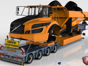4 axles doll trailer with volvo dumper v1 3D Model