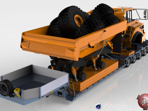 4 axles doll trailer with volvo dumper v1 3D मॉडल