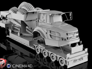 4 axles doll trailer with volvo dumper v1 3D मॉडल