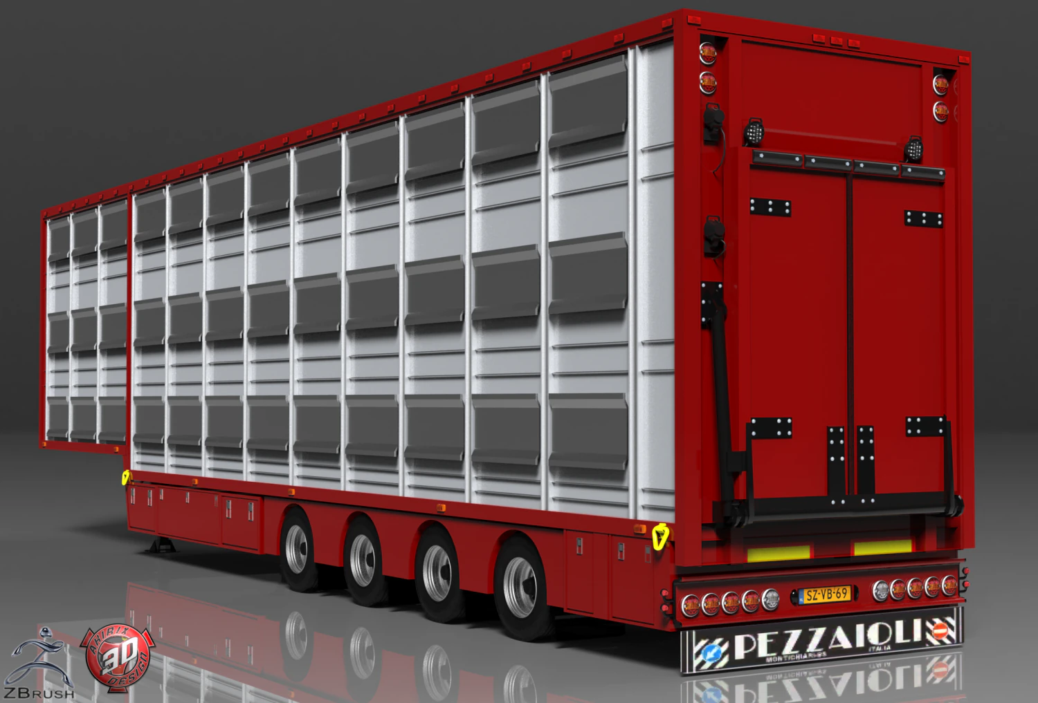 pezzaioli livestock trailer v2 3D Model .c4d .max .obj .3ds .fbx .stl .blend