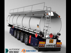 прицеп-цистерна с хромированием топлива 3D Модель
