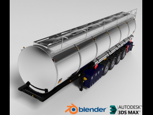 fuel chromed tanker trailer 3D 模型