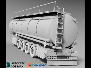 fuel chromed tanker trailer 3D 模型