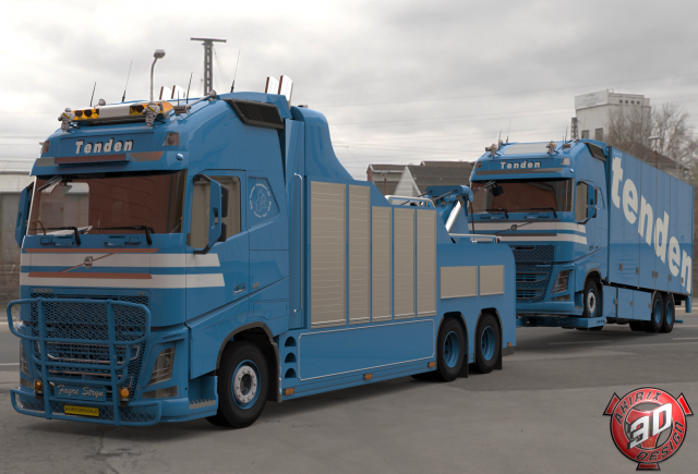 3D Volvo Recovery Broken Down Truck As Load Tenden Skin Pack 3D Модель .c4d .max .obj .3ds .fbx .stl .blend 
