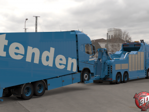 3D Volvo Recovery Broken Down Truck As Load Tenden Skin Pack 3D Модель