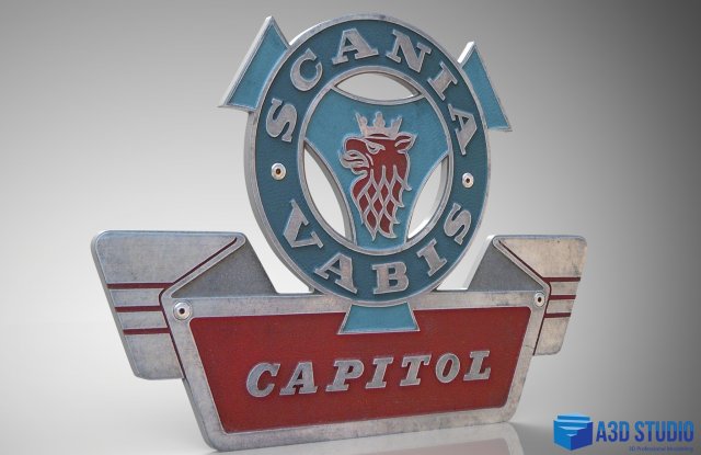 3D Scania Vabis Capitol Badge Model 3D मॉडल .c4d .max .obj .3ds .fbx .stl .blend 